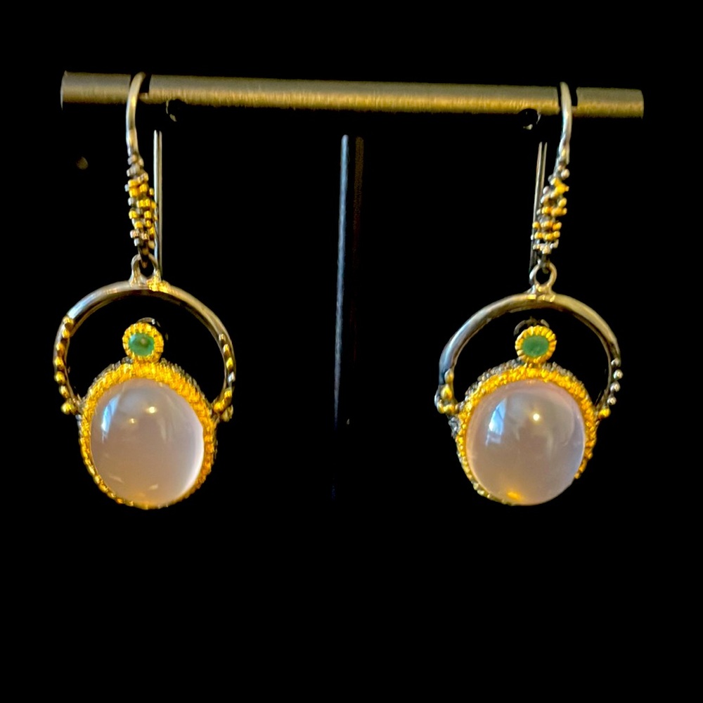 Silver and rose quartz earrings